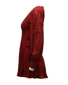 Abito a maniche lunghe con stampa leopardata di Alice + Olivia in viscosa rossa