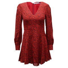 Abito a maniche lunghe con stampa leopardata di Alice + Olivia in viscosa rossa