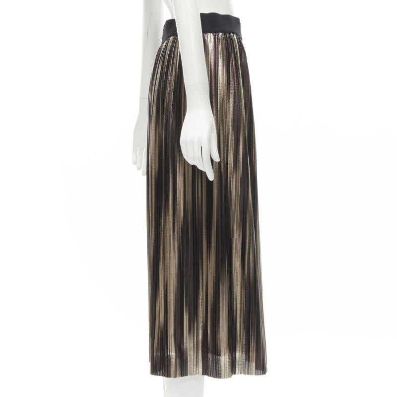 ALICE OLIVIA metallic gold pleated plisse midi skirt US8 M In Excellent Condition For Sale In Hong Kong, NT