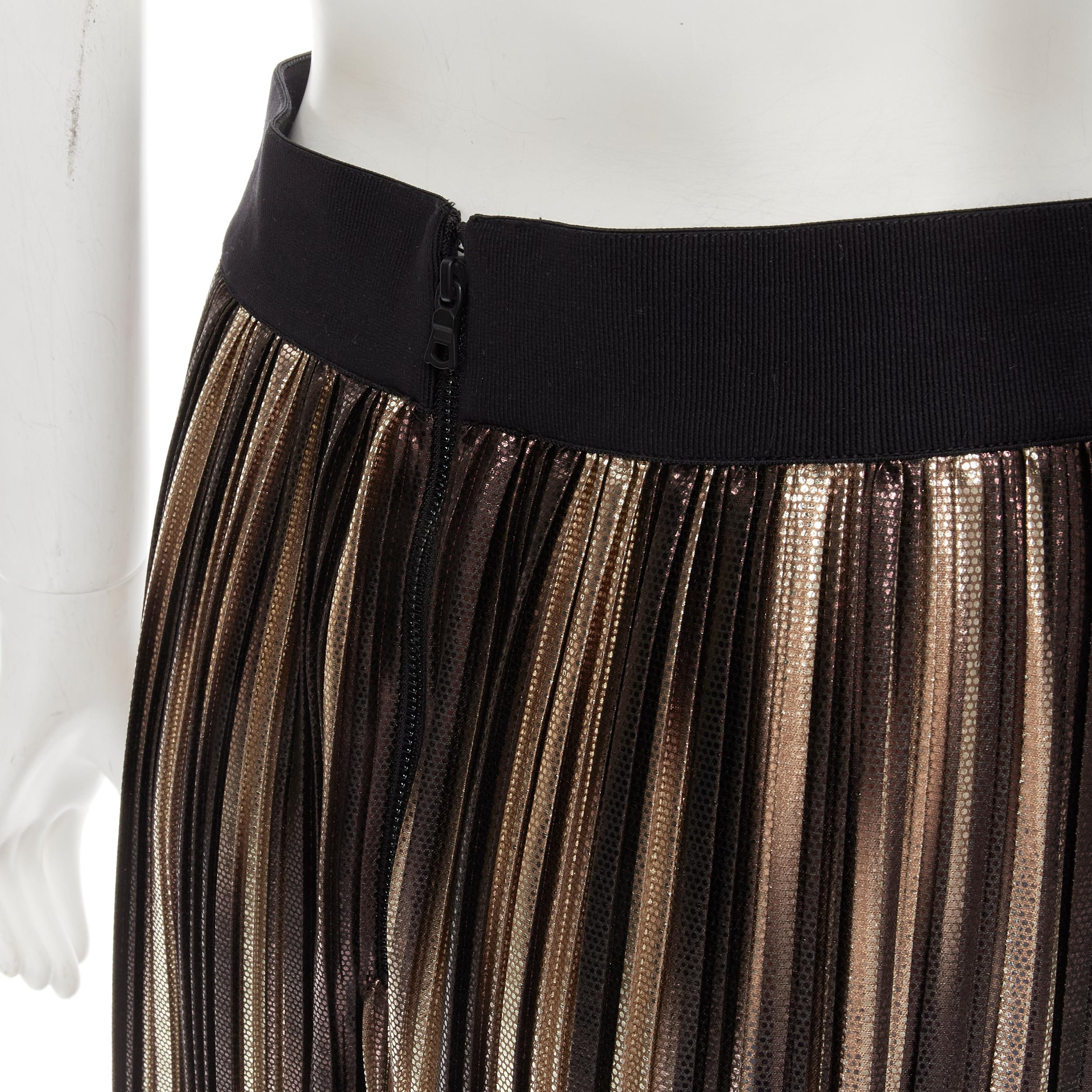 ALICE OLIVIA metallic gold pleated plisse midi skirt US8 M For Sale 1