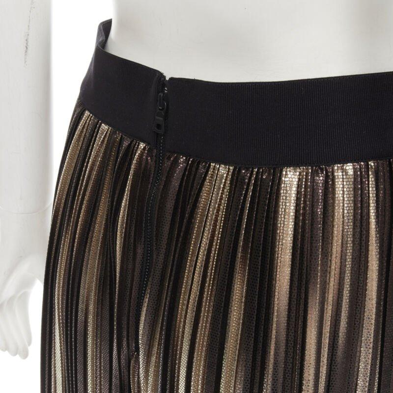 ALICE OLIVIA metallic gold pleated plisse midi skirt US8 M For Sale 2
