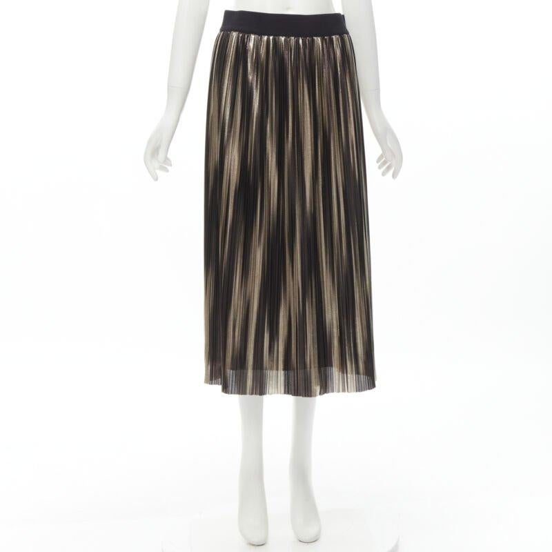 ALICE OLIVIA metallic gold pleated plisse midi skirt US8 M For Sale 4