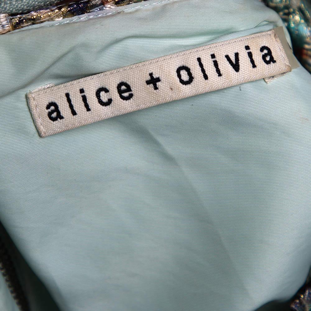 Women's Alice + Olivia Multicolor Lurex Jacquard Cutout Detail Mini Dress S