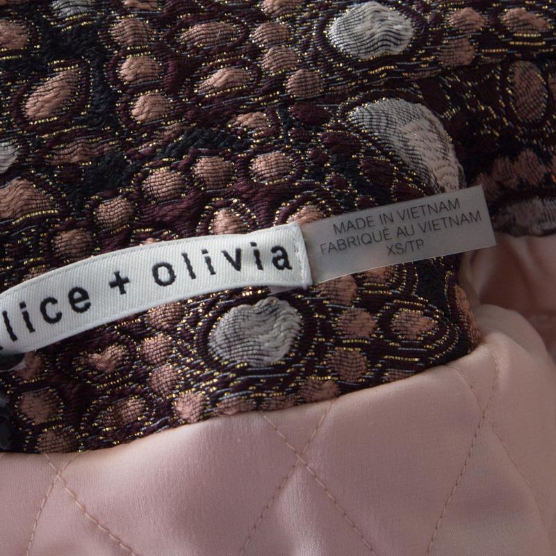 Alice + Olivia Multicolor Metallic Brocade Flared Veronika Coat XS In New Condition In Dubai, Al Qouz 2