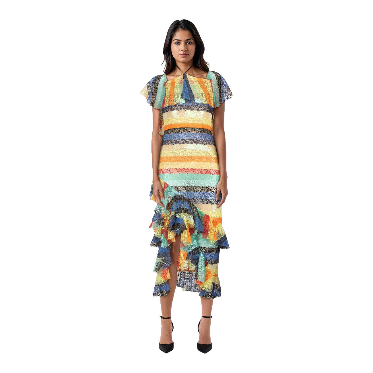 Alice + Olivia - Robe asymétrique à rayures taille XXS en vente
