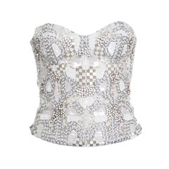 Alice + Olivia Off White Embellished Strapless Bustier Ivy Top S