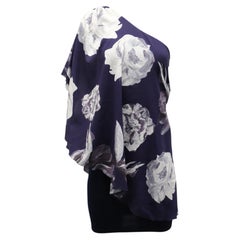 Abito floreale monospalla Alice + Olivia in seta viola