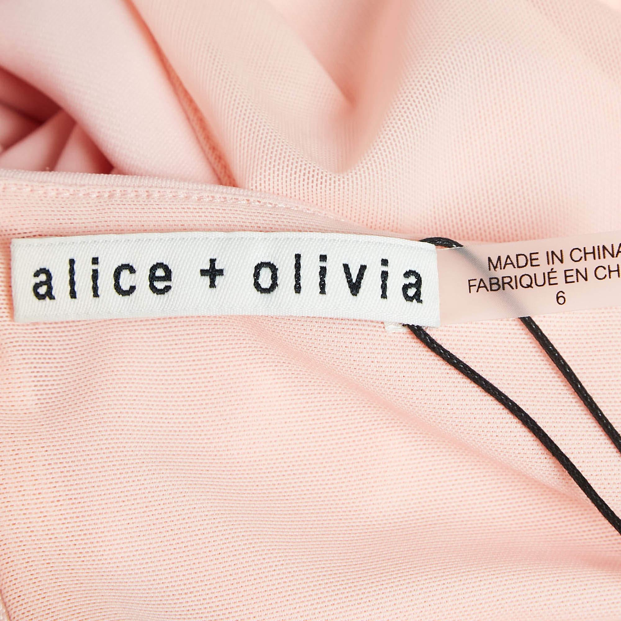 Alice + Olivia Pink Jersey Marguerite Cut-Out Maxi Dress M In New Condition For Sale In Dubai, Al Qouz 2