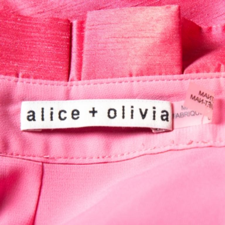 Alice + Olivia Pink Synthetic Paper Bag Waist Detail Mini Skirt XS For Sale 1