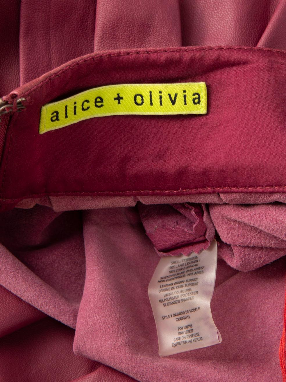 Alice + Olivia Purple Leather Pleated Mini Skirt Size XS For Sale 3
