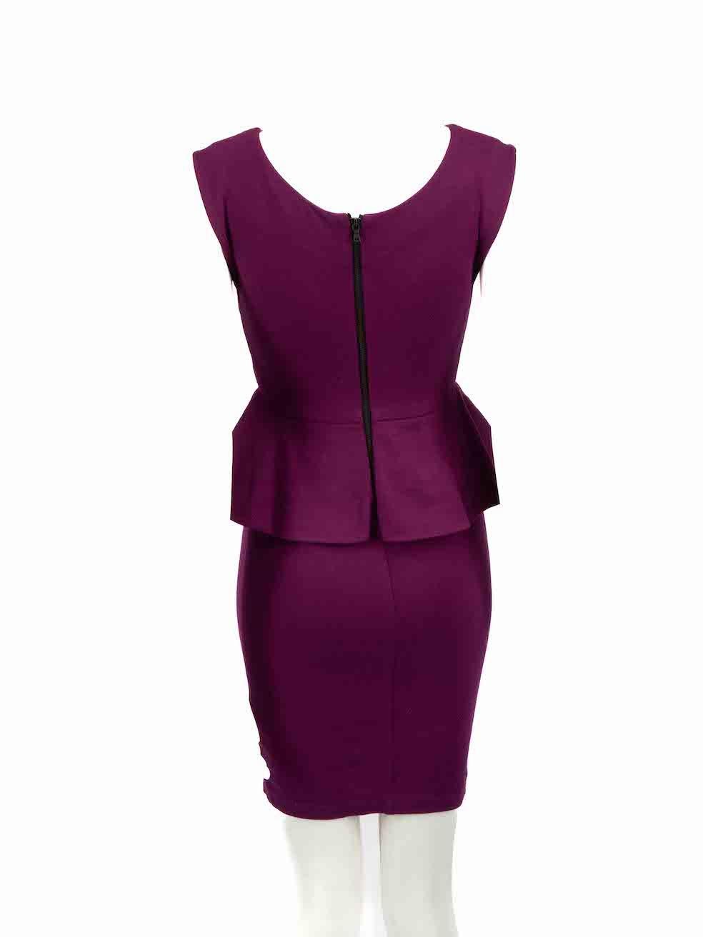 Alice + Olivia Purple Peplum Knee-Length Dress Size S In Good Condition For Sale In London, GB
