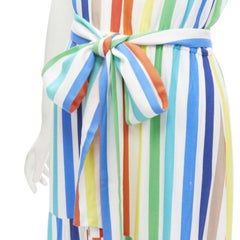 ALICE OLIVIA rainbow striped belted midi dress US4