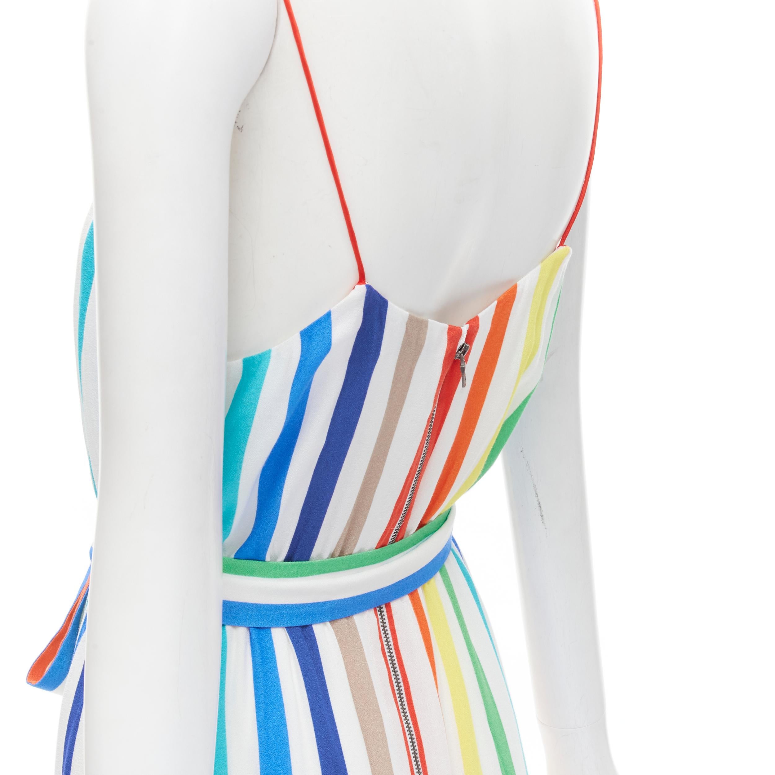 ALICE OLIVIA rainbow striped belted midi dress US4 For Sale 2