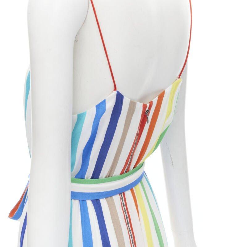 ALICE OLIVIA rainbow striped belted midi dress US4 For Sale 3