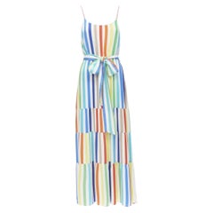 ALICE OLIVIA rainbow striped belted midi dress US4