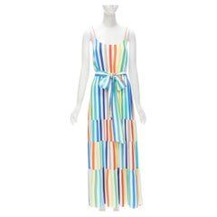 ALICE OLIVIA - Robe midi à ceinture à rayures arc-en-ciel taille US 4