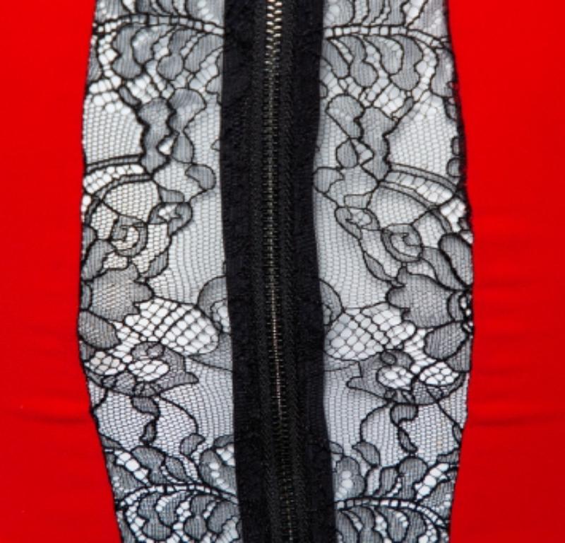 Women's Alice + Olivia Red Crepe Lace Trim Detail Sleeveless Poppy Crop Top XS For Sale
