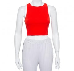 Alice + Olivia Red Crepe Lace Trim Detail Sleeveless Poppy Crop Top XS
