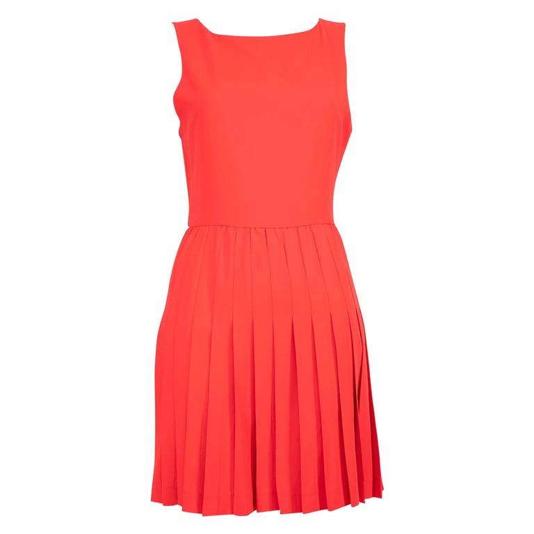 Alice + Olivia Red Pleated Mini Dress Size S at 1stDibs