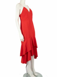 Alice + Olivia Red Tiered Skirt Midi Dress Size L