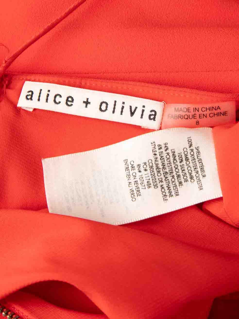 Alice + Olivia Red Tiered Skirt Midi Dress Size L For Sale 2