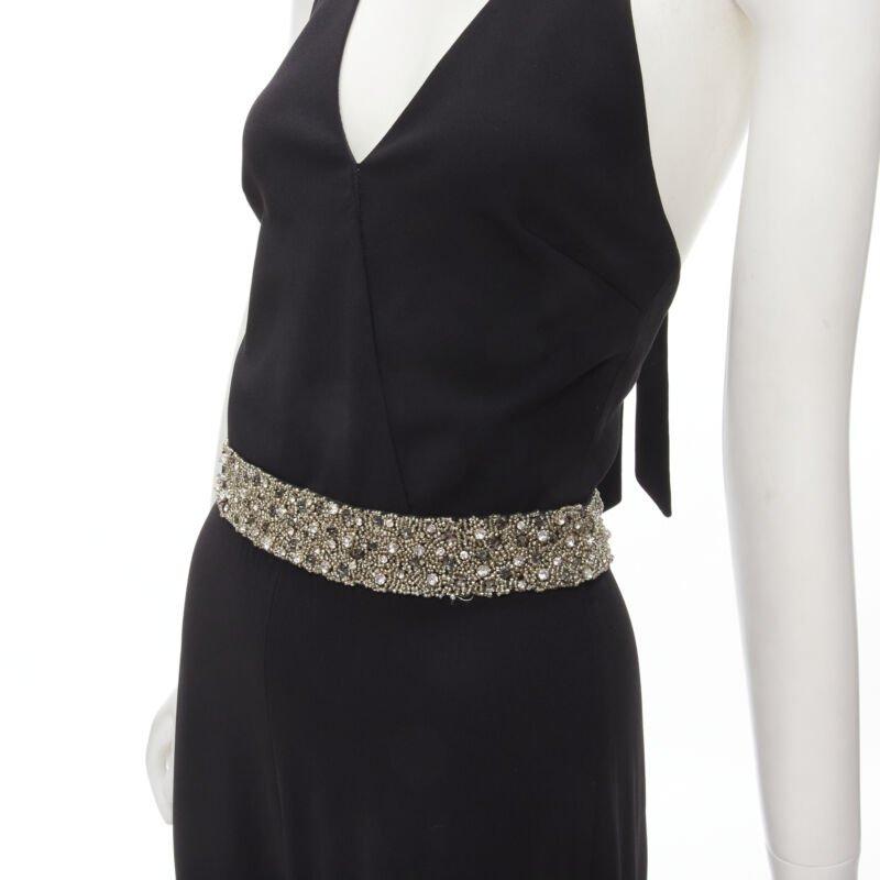 ALICE OLIVIA silver crystal bead embellished halter backless jumpsuit S
Reference: ANWU/A00668
Brand: Alice Olivia
Material: Feels like wool
Color: Black, Silver
Pattern: Solid
Closure: Zip
Extra Details: Bead and crystal embroidery at waist.