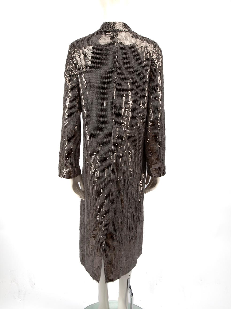 Alice + Olivia Silver Sequinned Long Blazer Size S In Good Condition For Sale In London, GB
