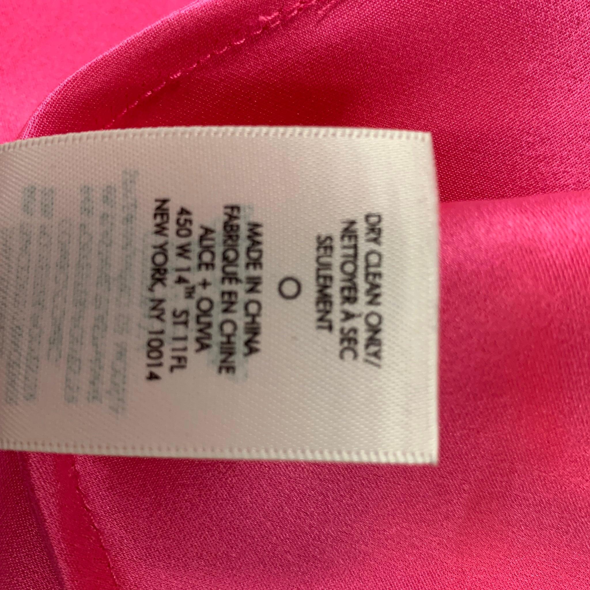 ALICE + OLIVIA Size 0 Pink Triacetate Blend Solid A-Line Skirt For Sale 2