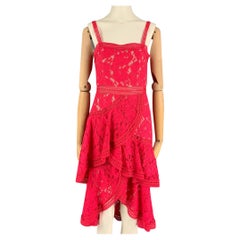 ALICE + OLIVIA Size 0 Raspberry Cotton Nylon Lace A-Line Dress