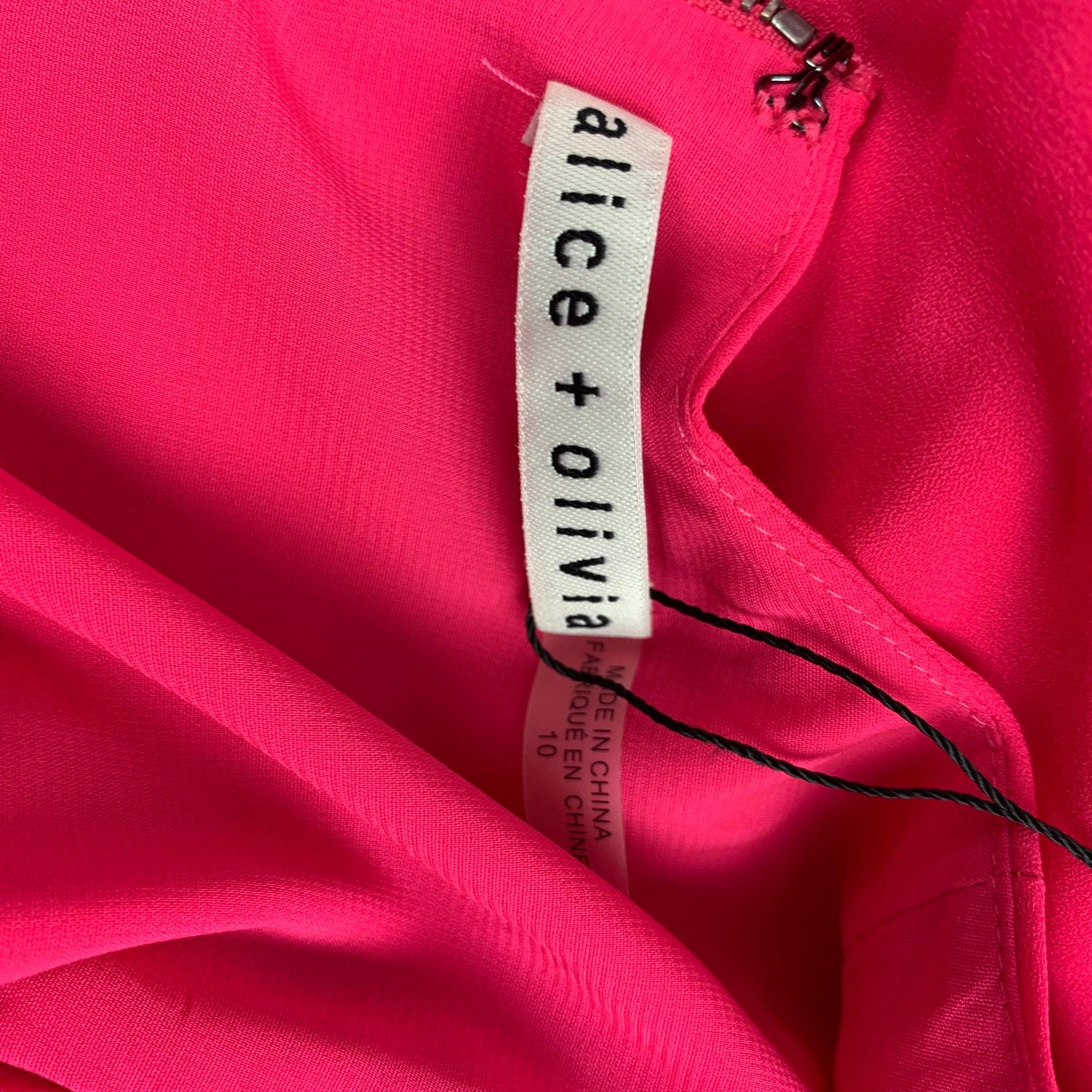 ALICE + OLIVIA Size 10 Pink Polyester Lurex A-Line Dress 1
