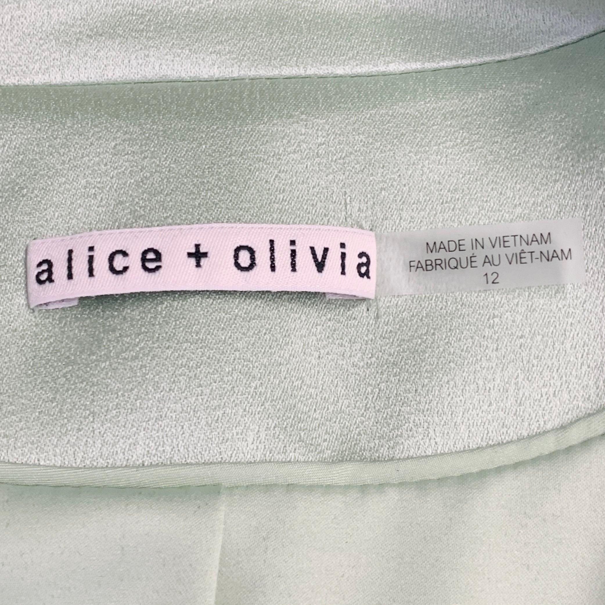 ALICE + OLIVIA Taille 12 Veste en satin mélangé vert menthe Blazer en vente 5