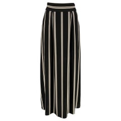 ALICE + OLIVIA Größe 2 Schwarz-Weißer langer Polyesterstreifen-Rock mit Streifen