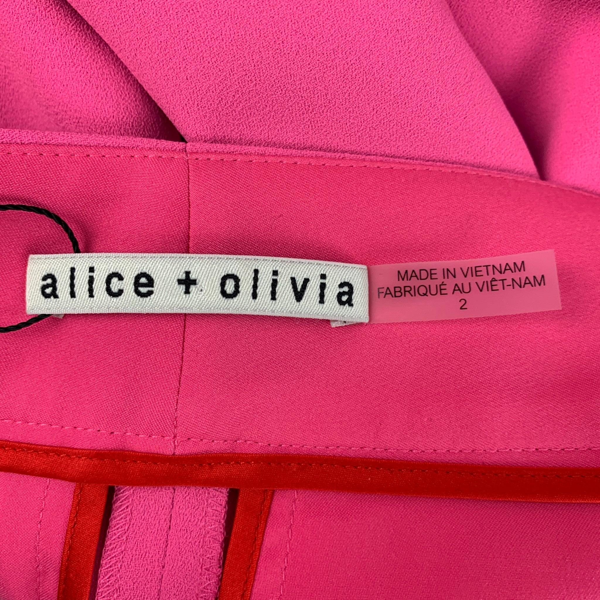 Women's ALICE + OLIVIA Size 2 Pink Polyester Cropped Dress Pants