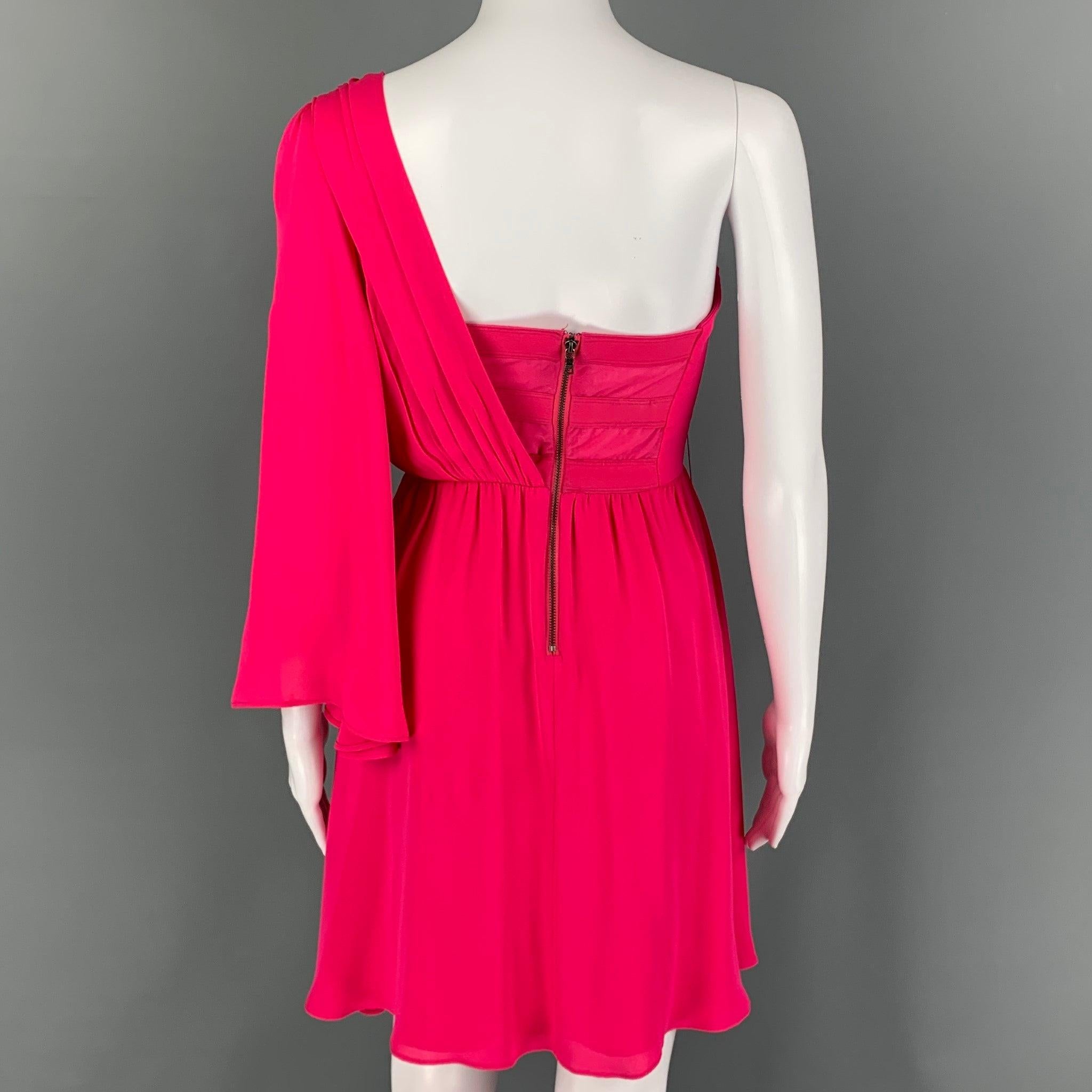 ALICE + OLIVIA Size 2 Pink Silk One Shoulder Dress In Good Condition For Sale In San Francisco, CA