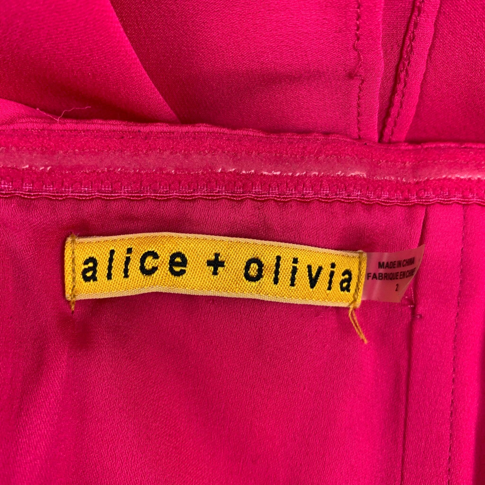 ALICE + OLIVIA Size 2 Pink Silk One Shoulder Dress For Sale 1