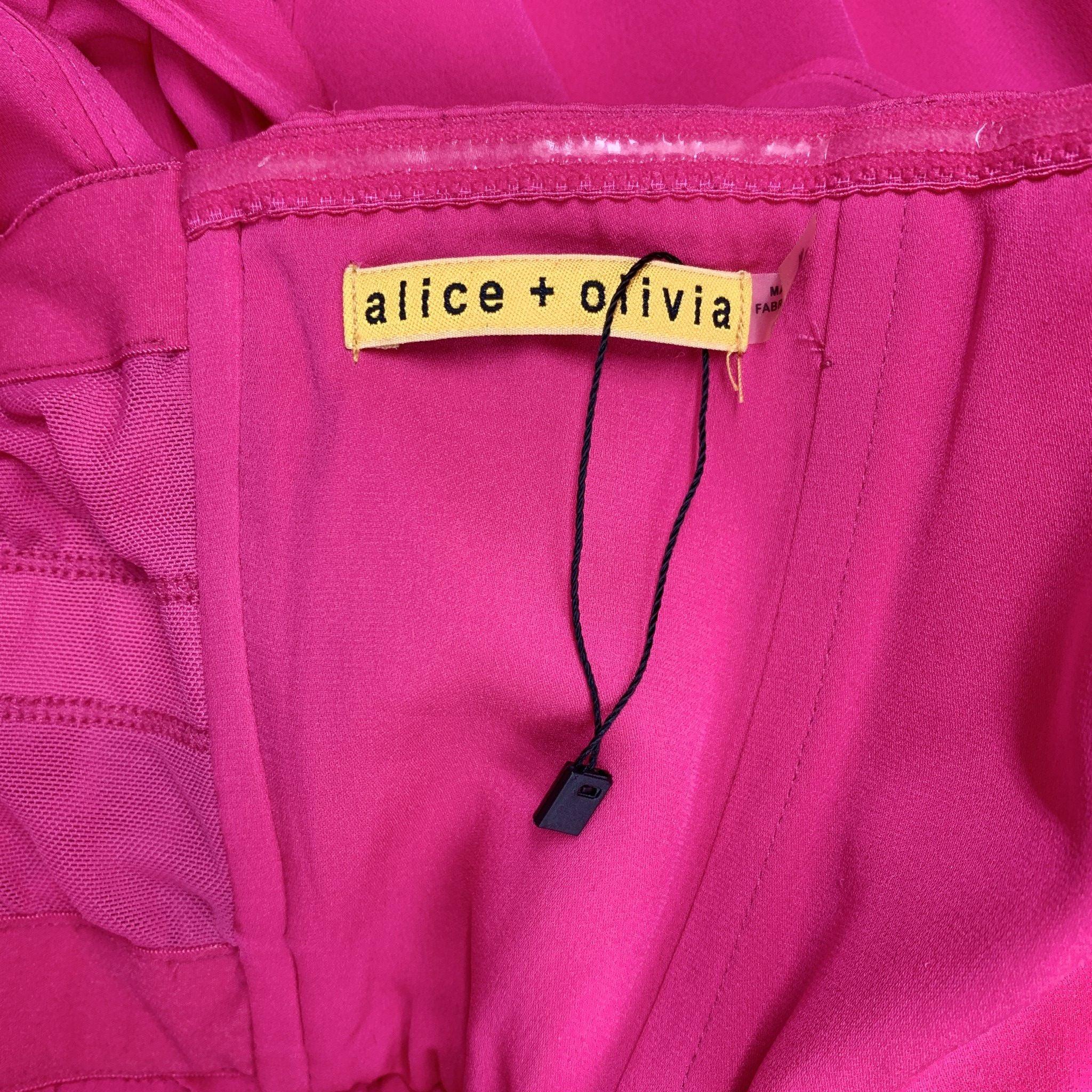 Women's ALICE + OLIVIA Size 2 Pink Silk Solid One Shoulder Dress