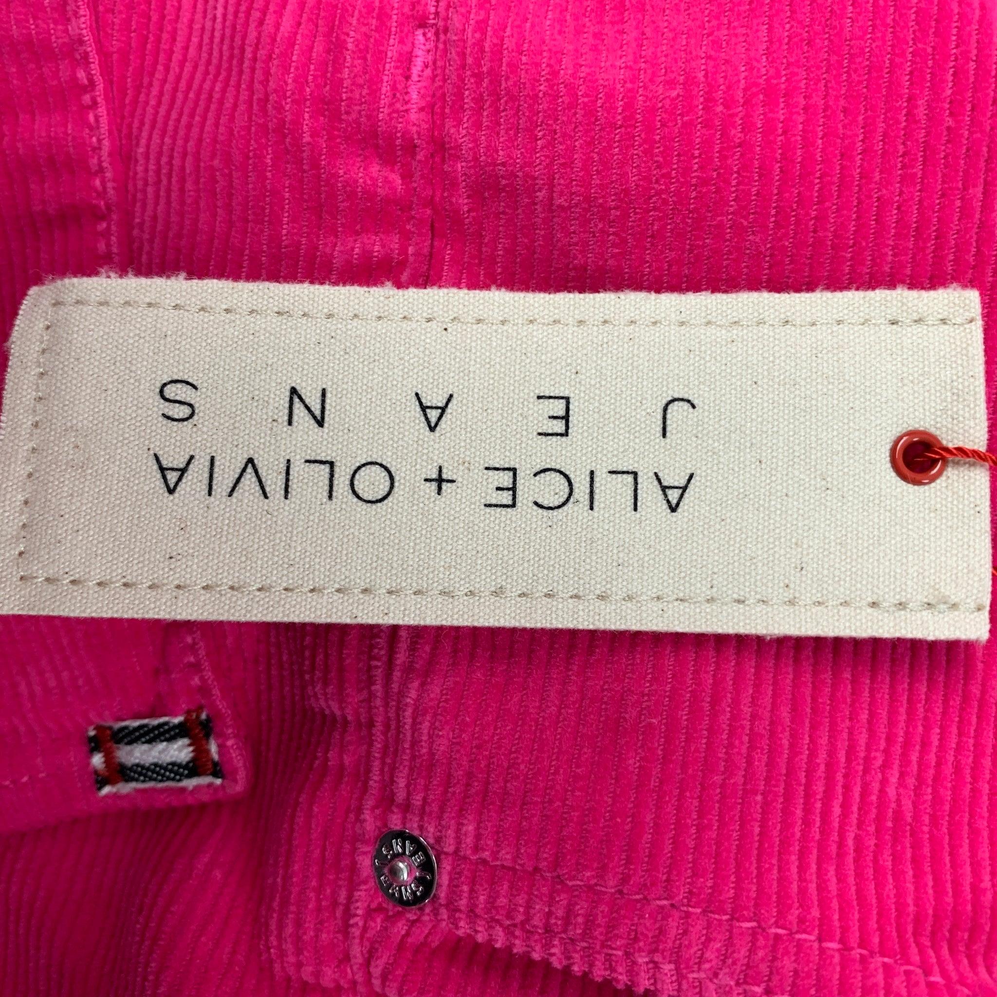 ALICE + OLIVIA - Pantalon en velours côtelé de coton rose à coupe en Jean, taille 24 en vente 2