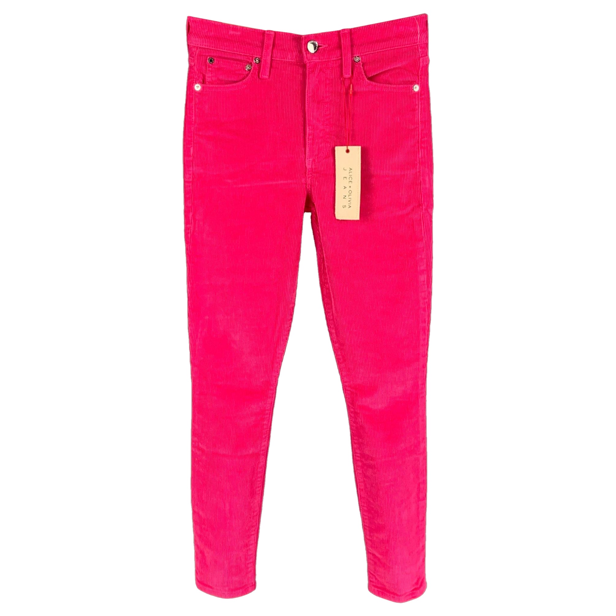 ALICE + OLIVIA Größe 24 Rosa Hose aus Baumwollkord mit Jeansschliff