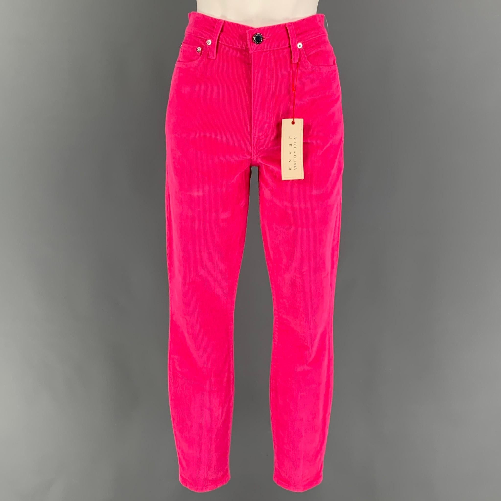 ALICE + OLIVIA Size 28 Pink Cotton Corduroy Jean Cut Casual Pants For ...