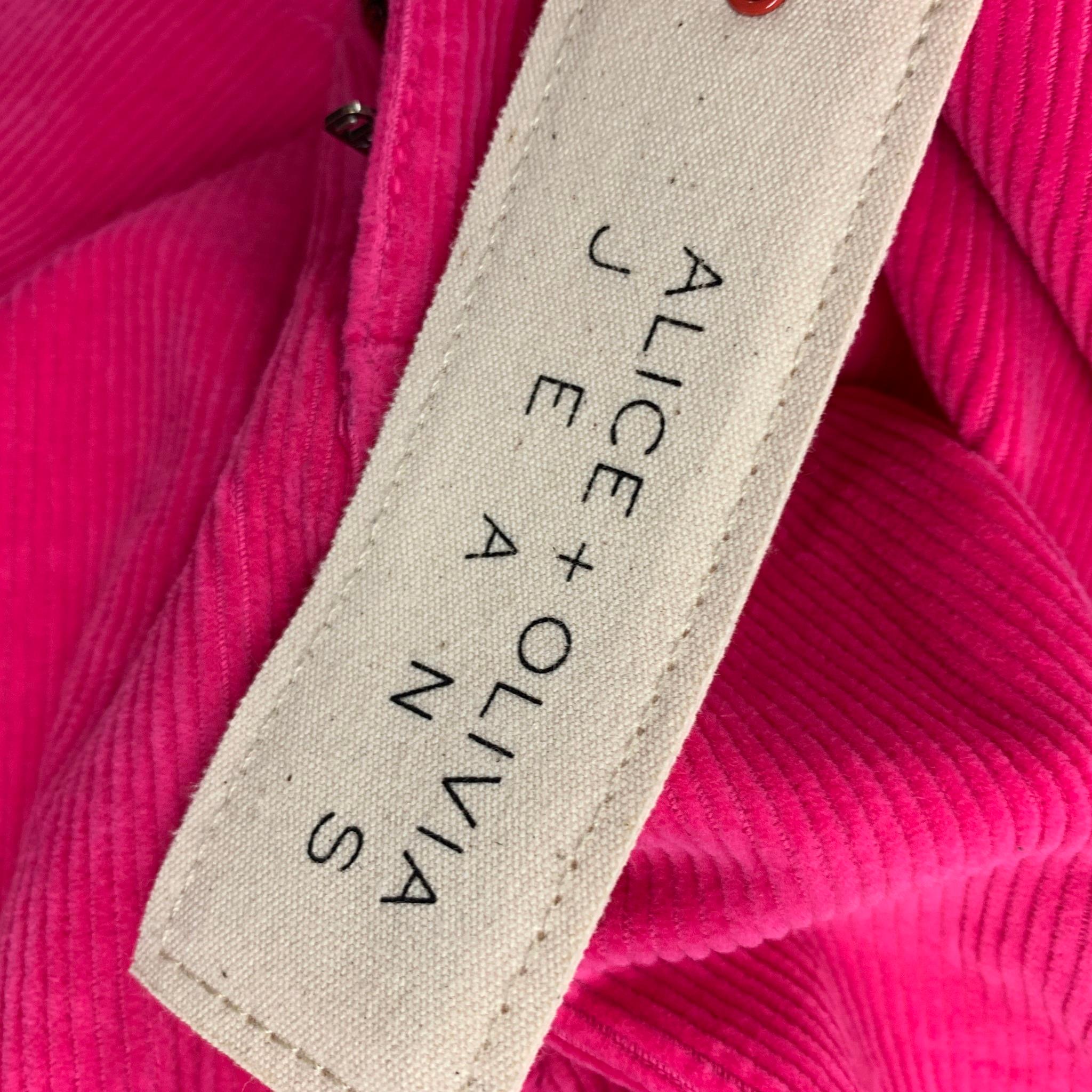 ALICE + OLIVIA Size 28 Pink Cotton Corduroy Jean Cut Casual Pants In New Condition In San Francisco, CA