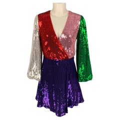 ALICE + OLIVIA Size 6 Multi-Color Viscose Sequined A-Line Dress
