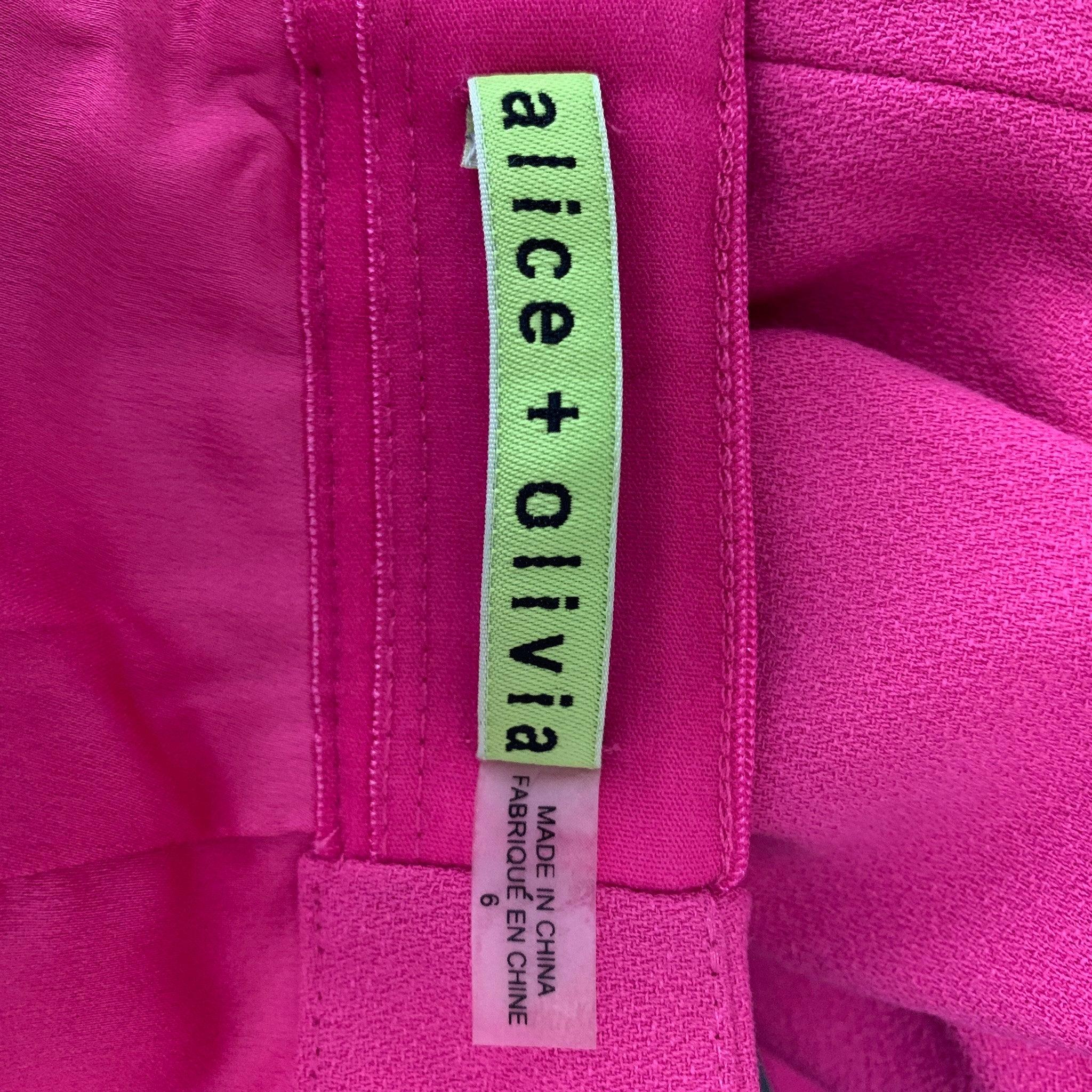 ALICE + OLIVIA Size 6 Pink Polyester Blend Solid Shift Skirt In Excellent Condition For Sale In San Francisco, CA