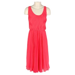 ALICE + OLIVIA Size 6 Pink Polyester Lurex Pleated Dress