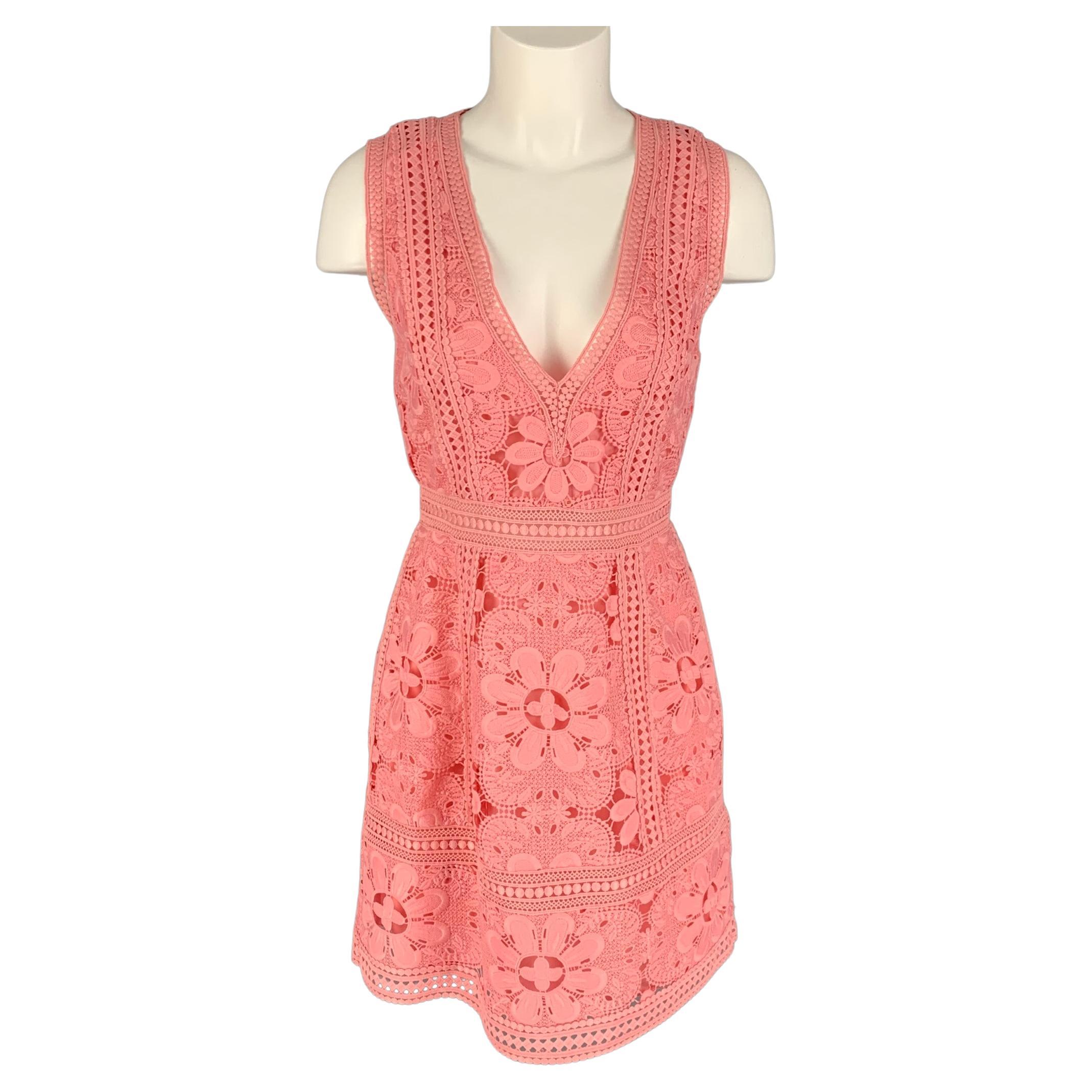 ALICE + OLIVIA Size 6 Rose Polyester Lace A-Line Dress