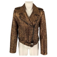 ALICE + OLIVIA Size 8 Gold Black Polyester Blend Textured Jacket