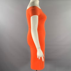 ALICE + OLIVIA Size 8 Orange Acetate Polyester Sheath Knee-Length Dress