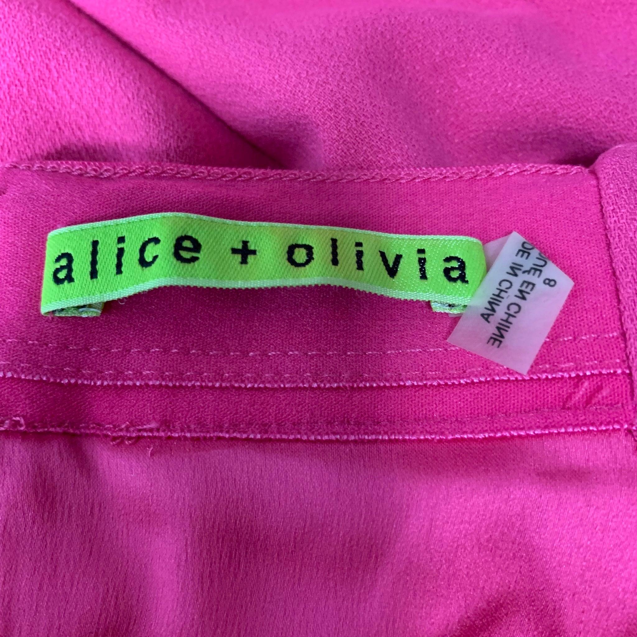 ALICE + OLIVIA Size 8 Pink Polyester Blend Solid Shift Skirt In Excellent Condition For Sale In San Francisco, CA