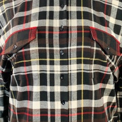 ALICE + OLIVIA Taglia L Nero Rosso Bianco Poliestere Miscela Plaid Button Up Shirt