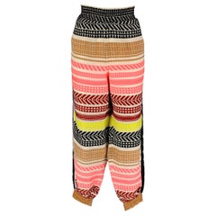ALICE + OLIVIA - Pantaloni in cotone multicolore con elastico in vita taglia L