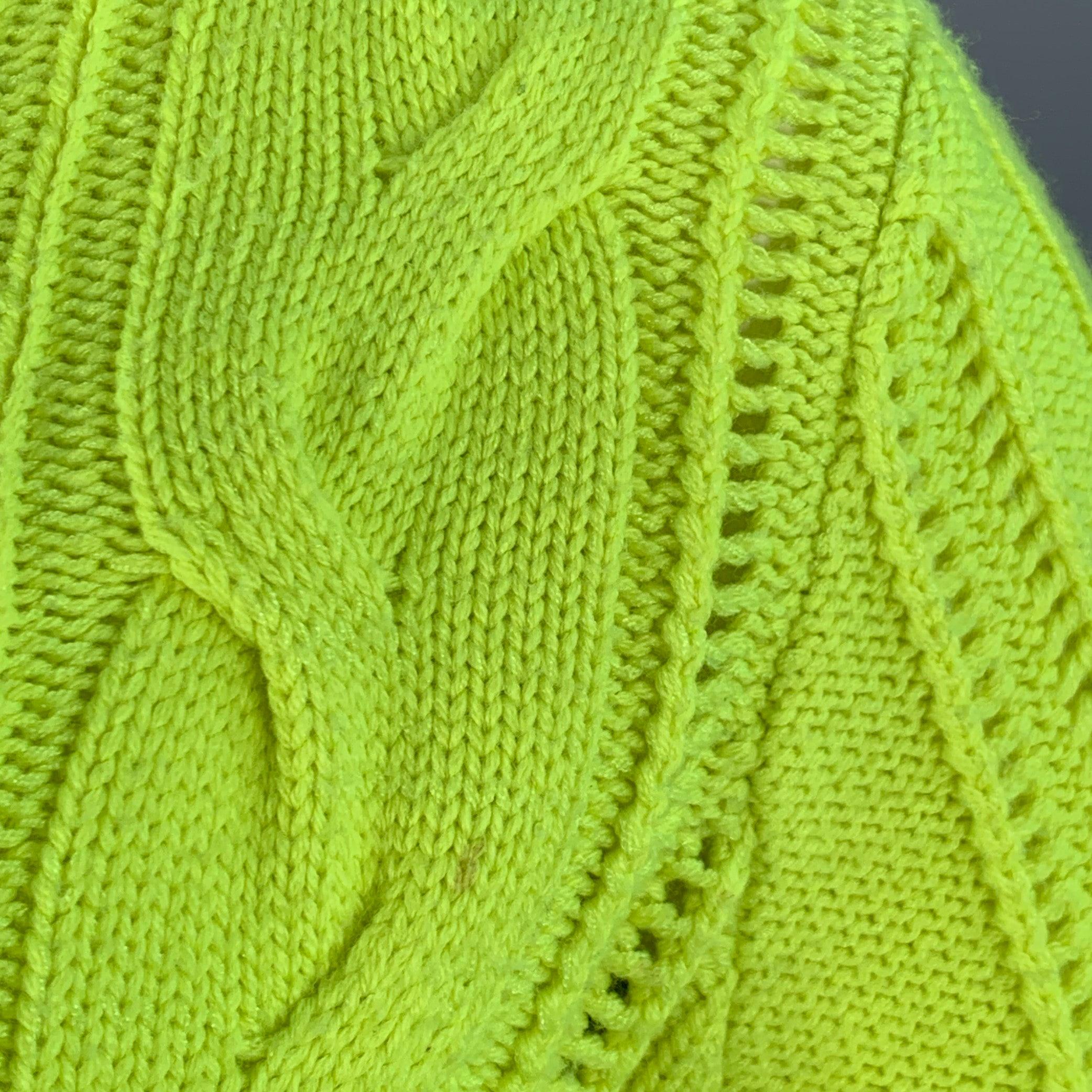 ALICE + OLIVIA Taglia L Maglione a collo alto in misto lana giallo neon e maglia a cavo in vendita 5